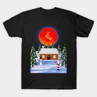 Christmas santa at home with fawn T-Shirt